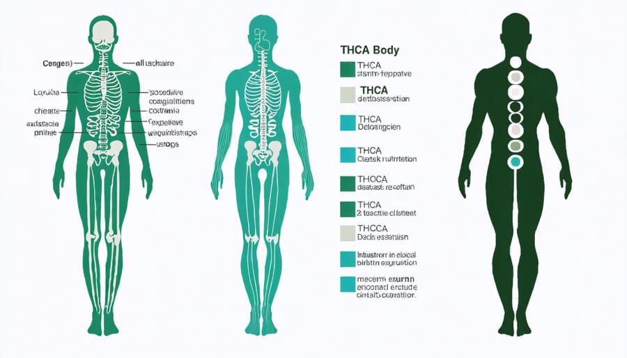 A conceptual diagram showing how THCA affects energy and muscle recovery in athletes